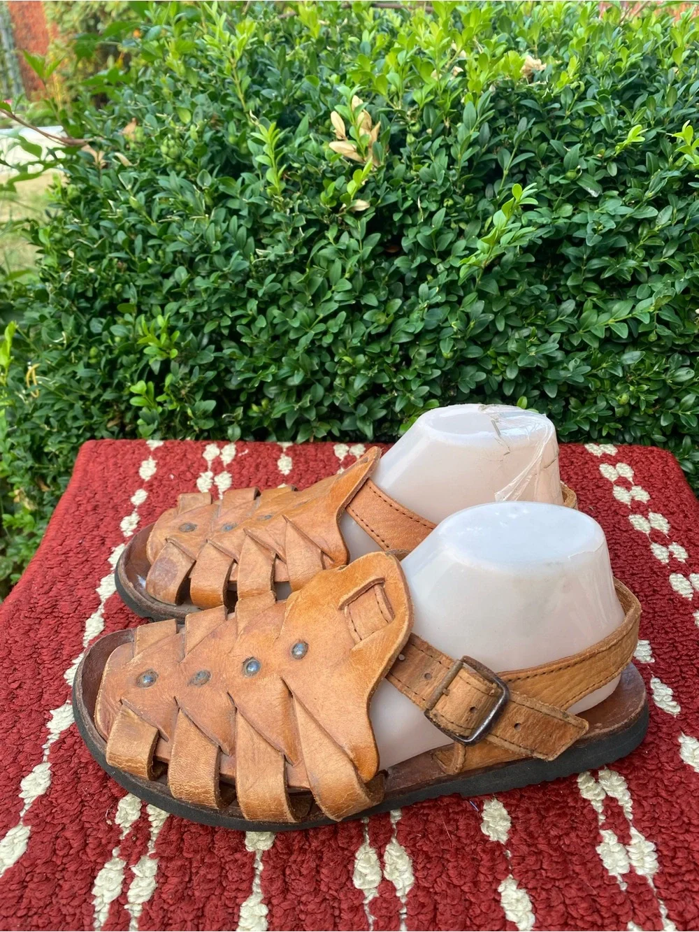 Real Genuine Men’s Brown Leather Fisherman Sandals Size 7